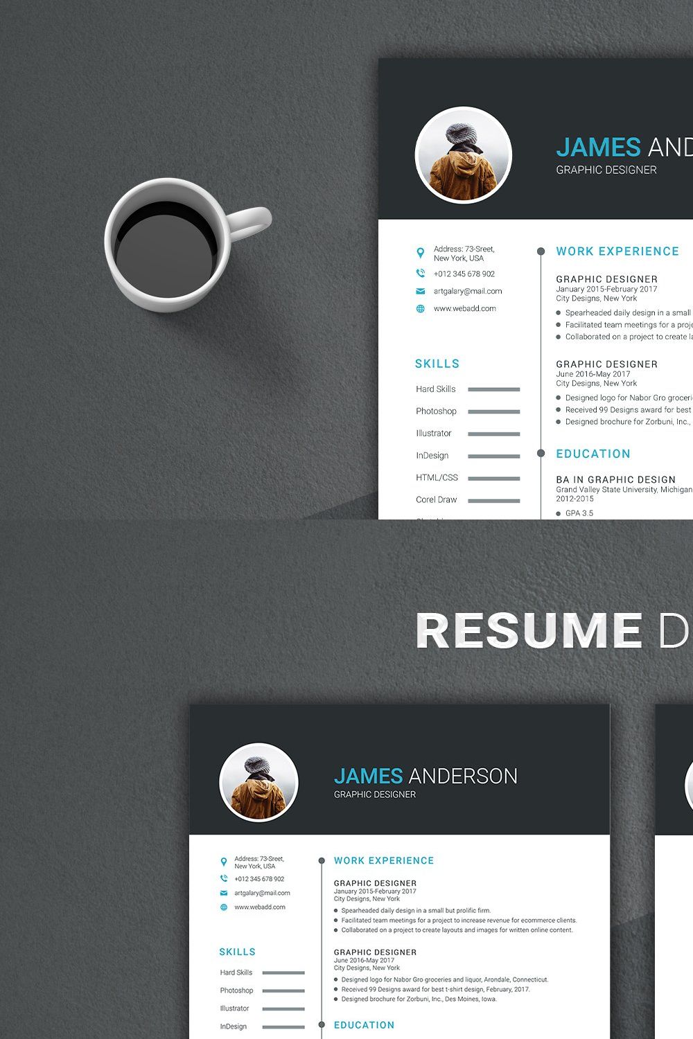 Professional Resume Word Template pinterest preview image.