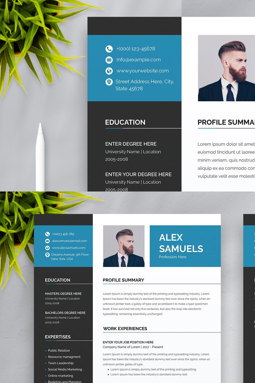 Professional Word Resume CV pinterest preview image.