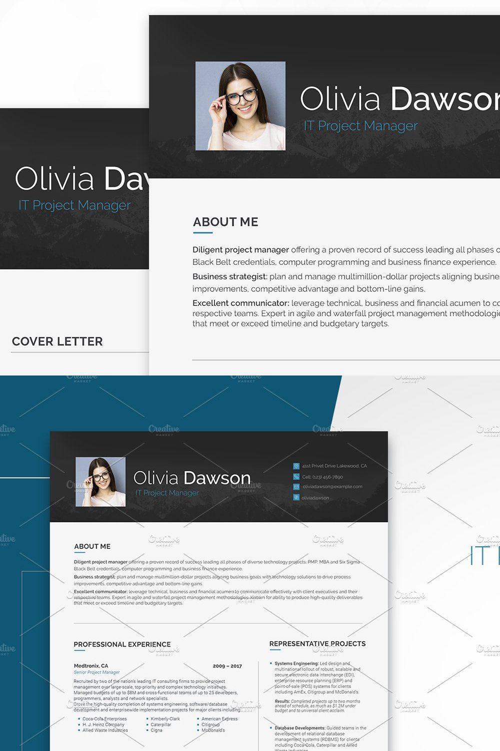 Project Manager Resume for Woman pinterest preview image.