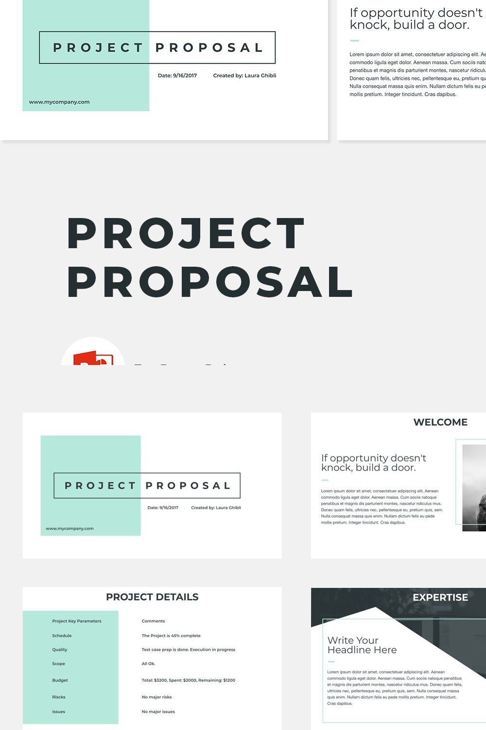 Project Proposal PowerPoint Template pinterest preview image.
