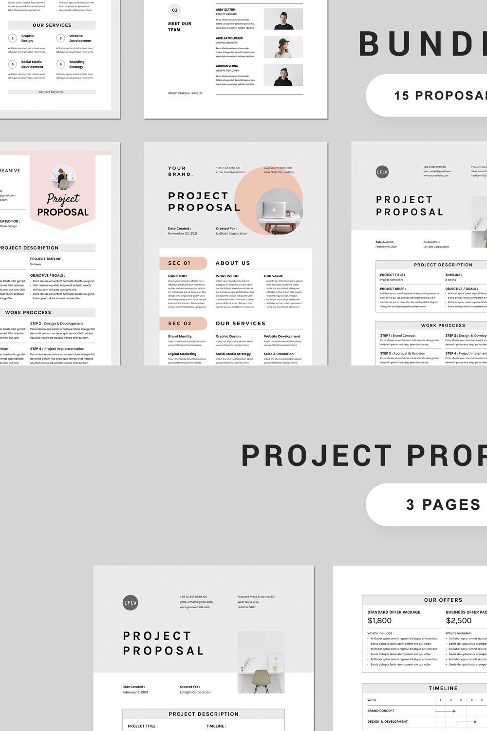 Proposal Bundle | MS Word & Indesign pinterest preview image.