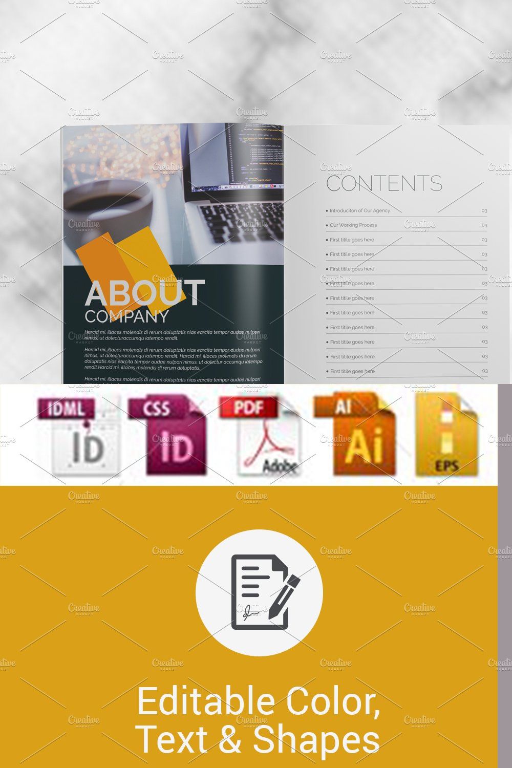 Proposal InDesign Template pinterest preview image.