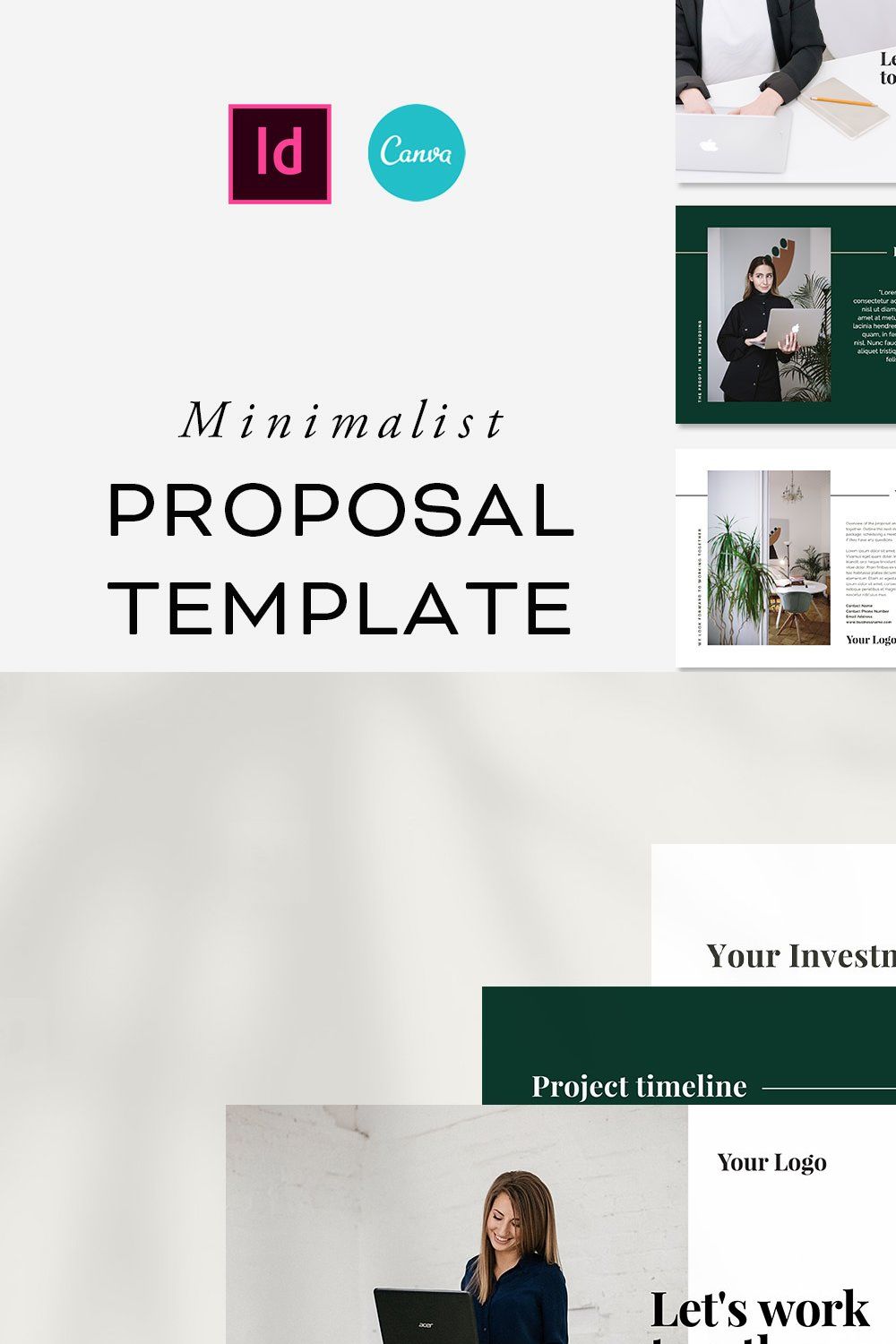 Proposal Template - Canva & InDesign pinterest preview image.