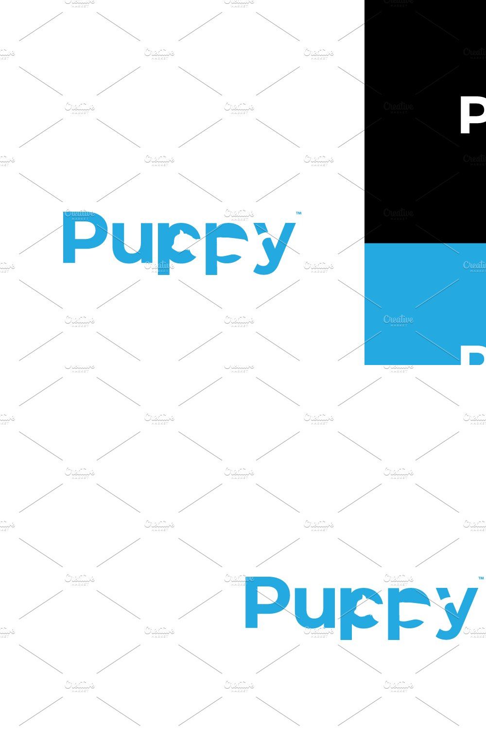 Puppy Cat Negative Logotype pinterest preview image.