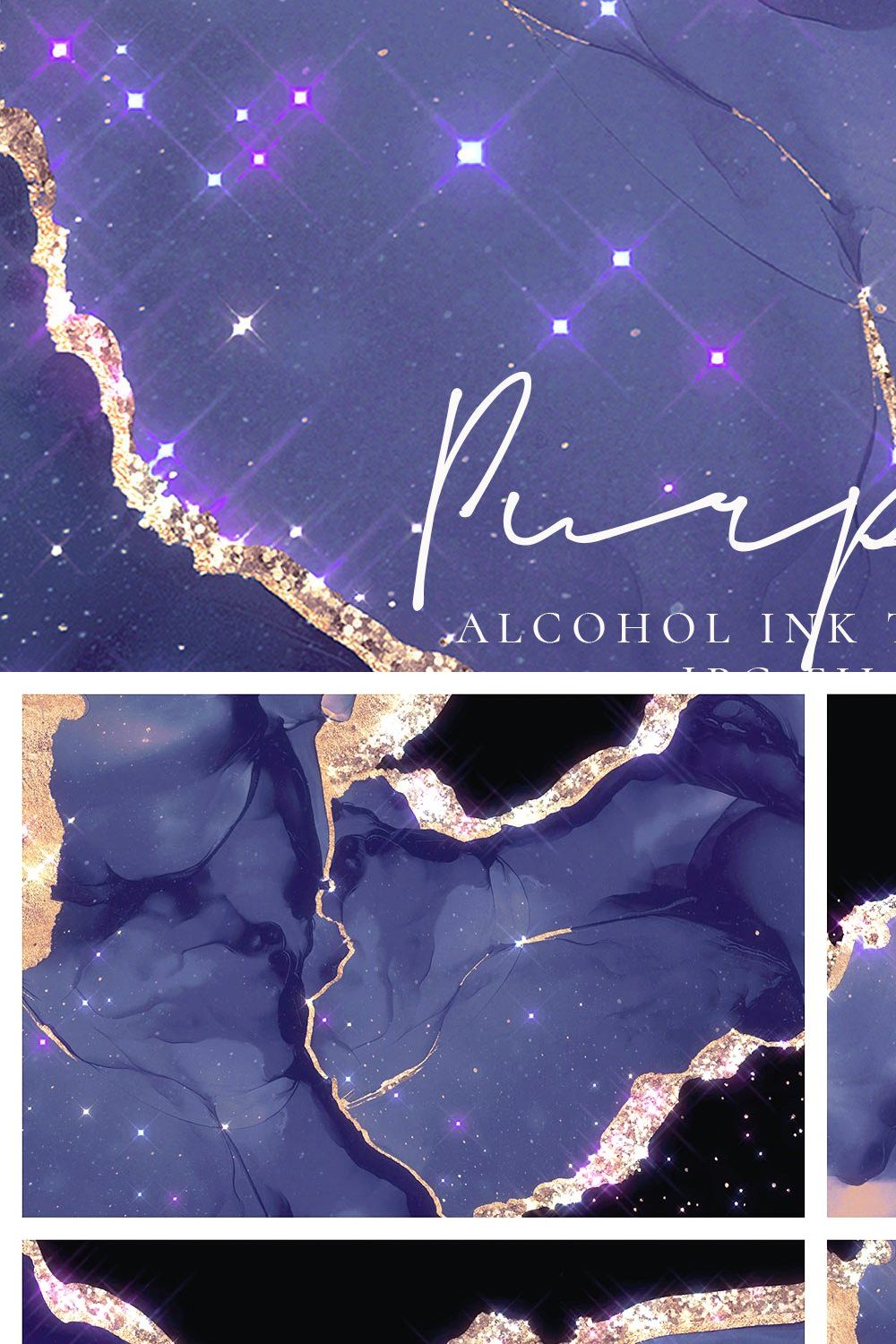 Purple Alcohol Ink Gold Textures pinterest preview image.