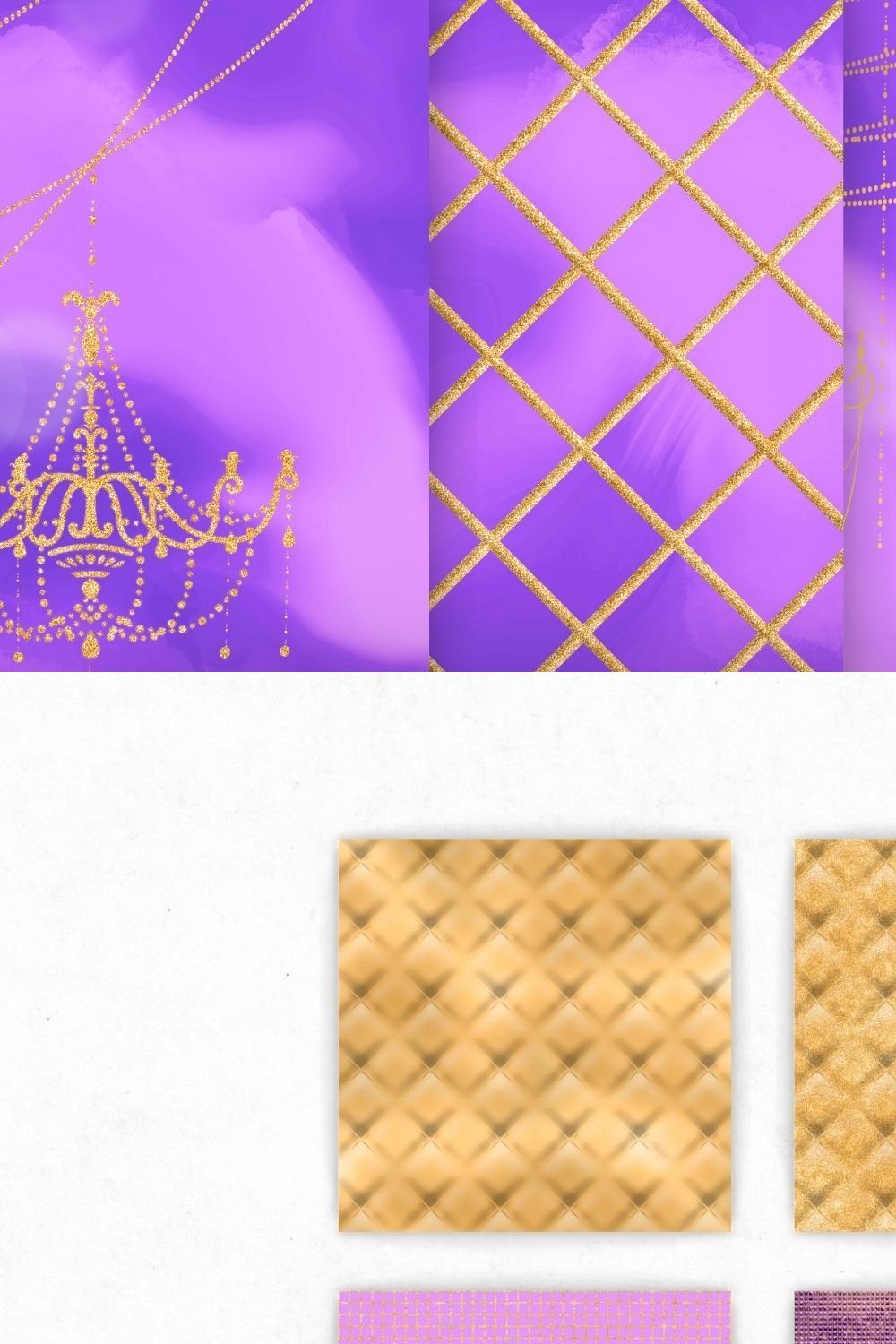 Purple and Gold Elegant Glam pinterest preview image.
