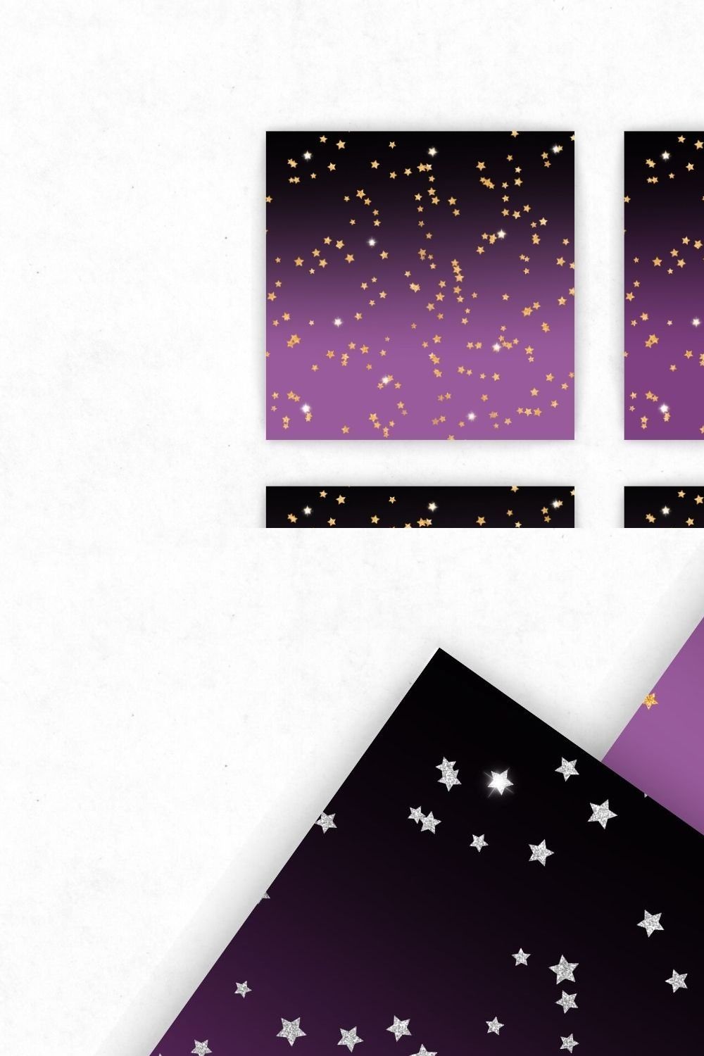 Purple Falling Star Digital Paper pinterest preview image.
