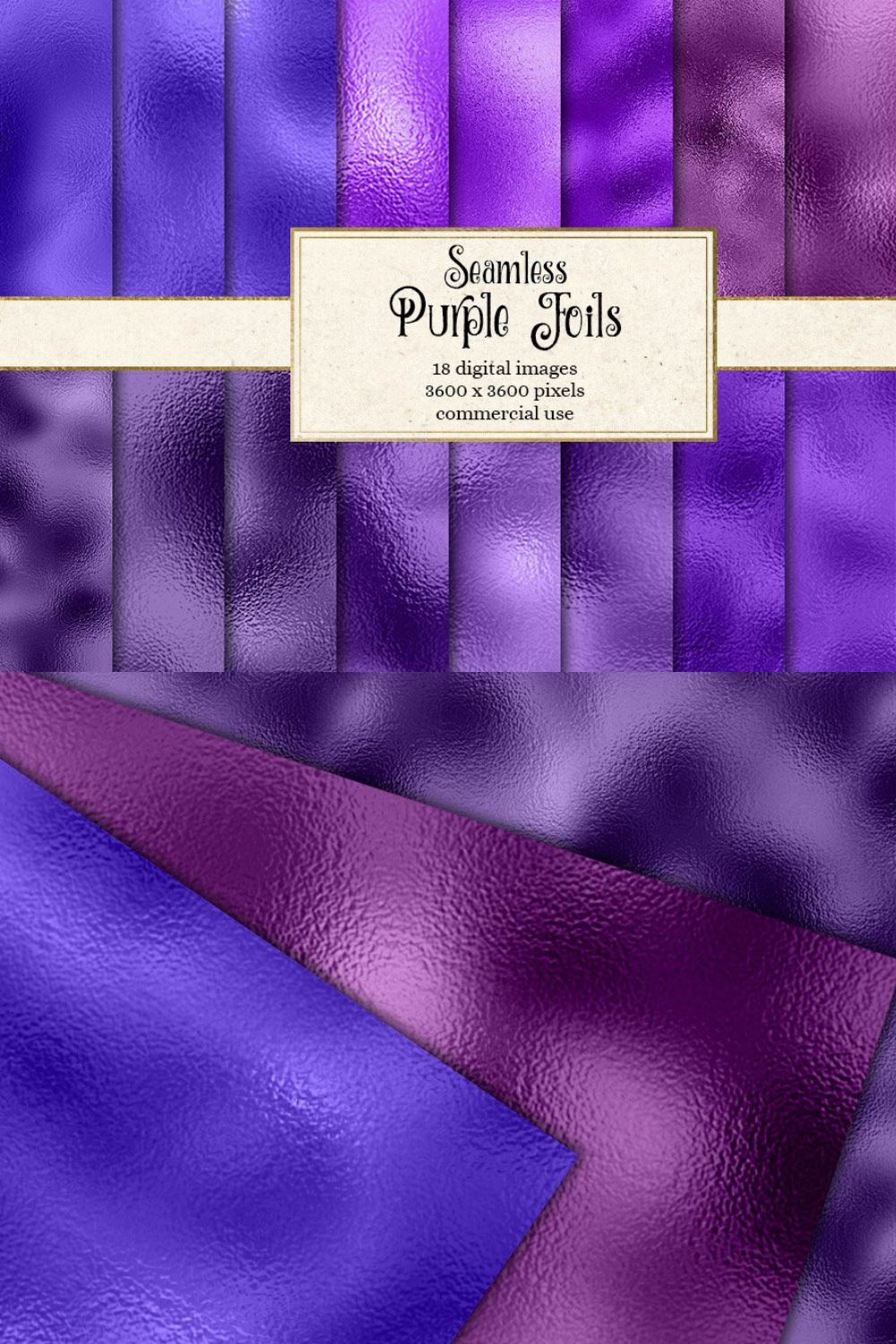 Purple Foil Digital Paper pinterest preview image.