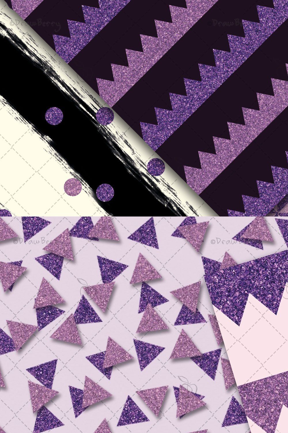 Purple Glitter Digital Paper xo pinterest preview image.