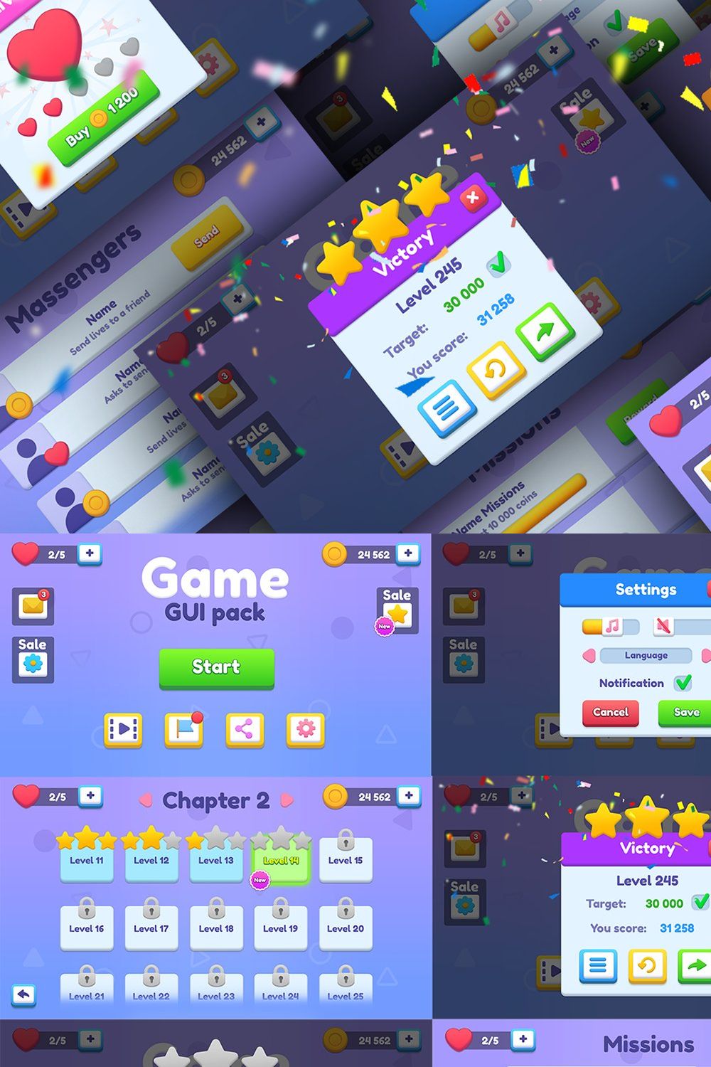 Purple GUI game pack pinterest preview image.