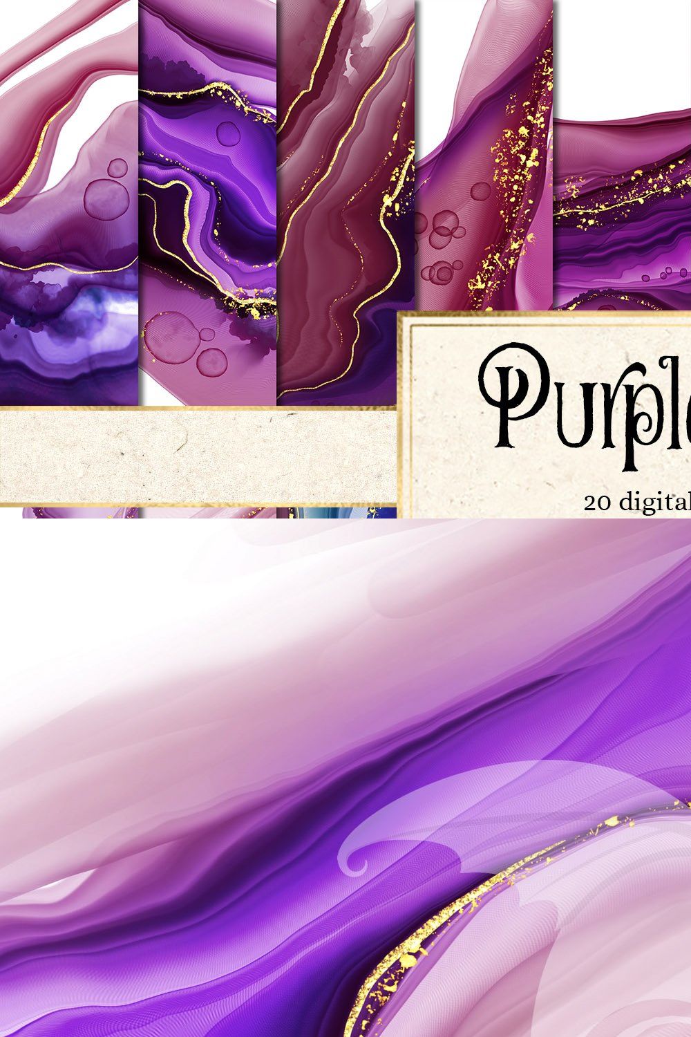 Purple Ink Textures pinterest preview image.