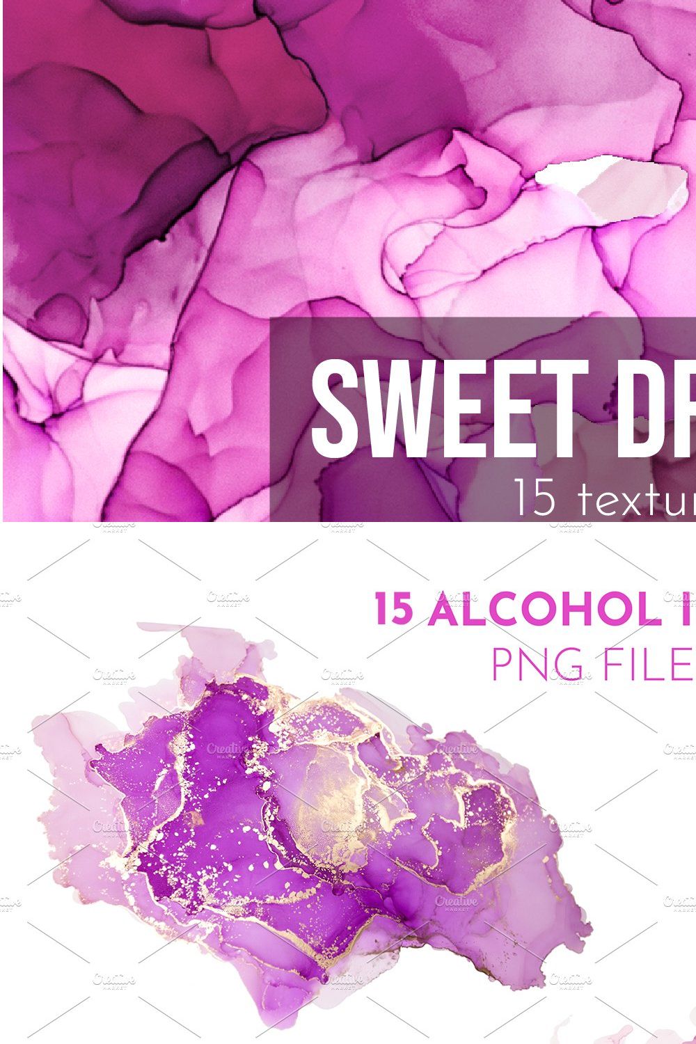 Purple & Pink Alcohol Ink Textures pinterest preview image.