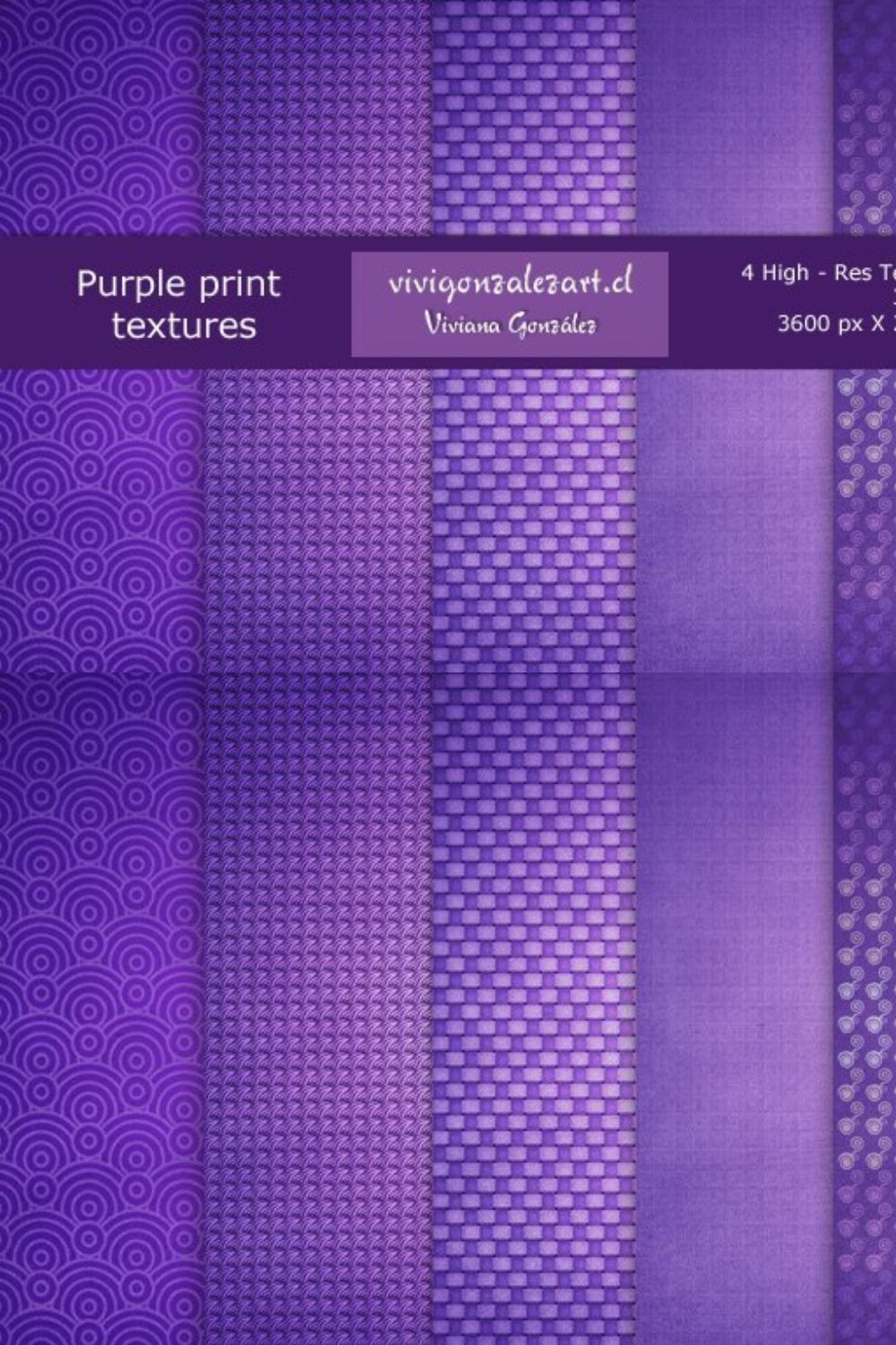 Purple print textures pinterest preview image.