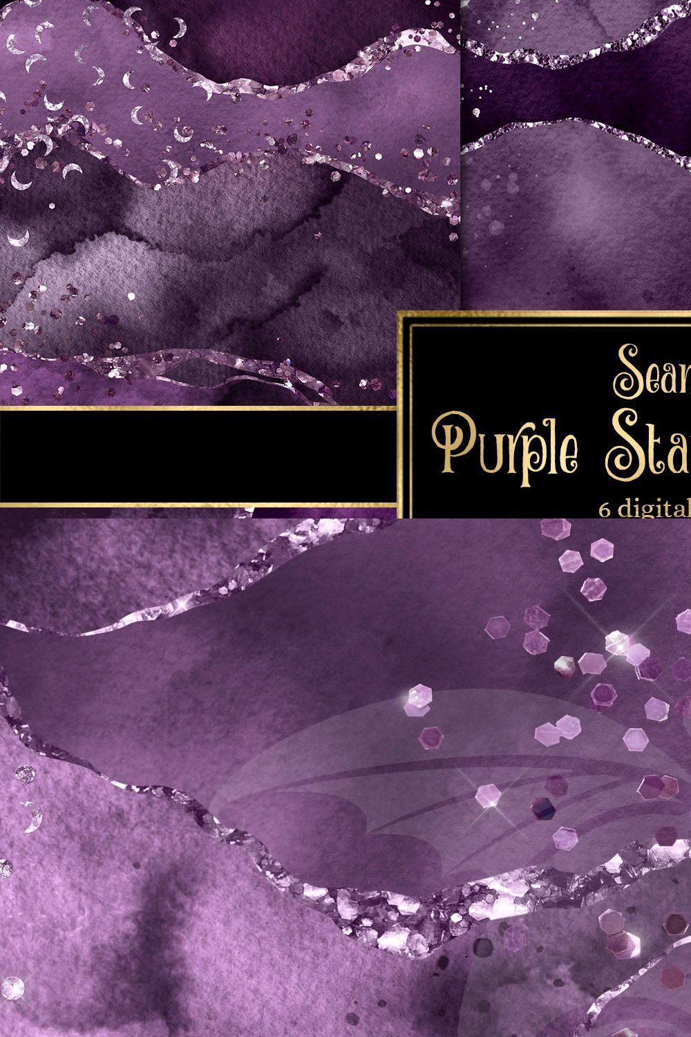Purple Starry Agate Textures pinterest preview image.