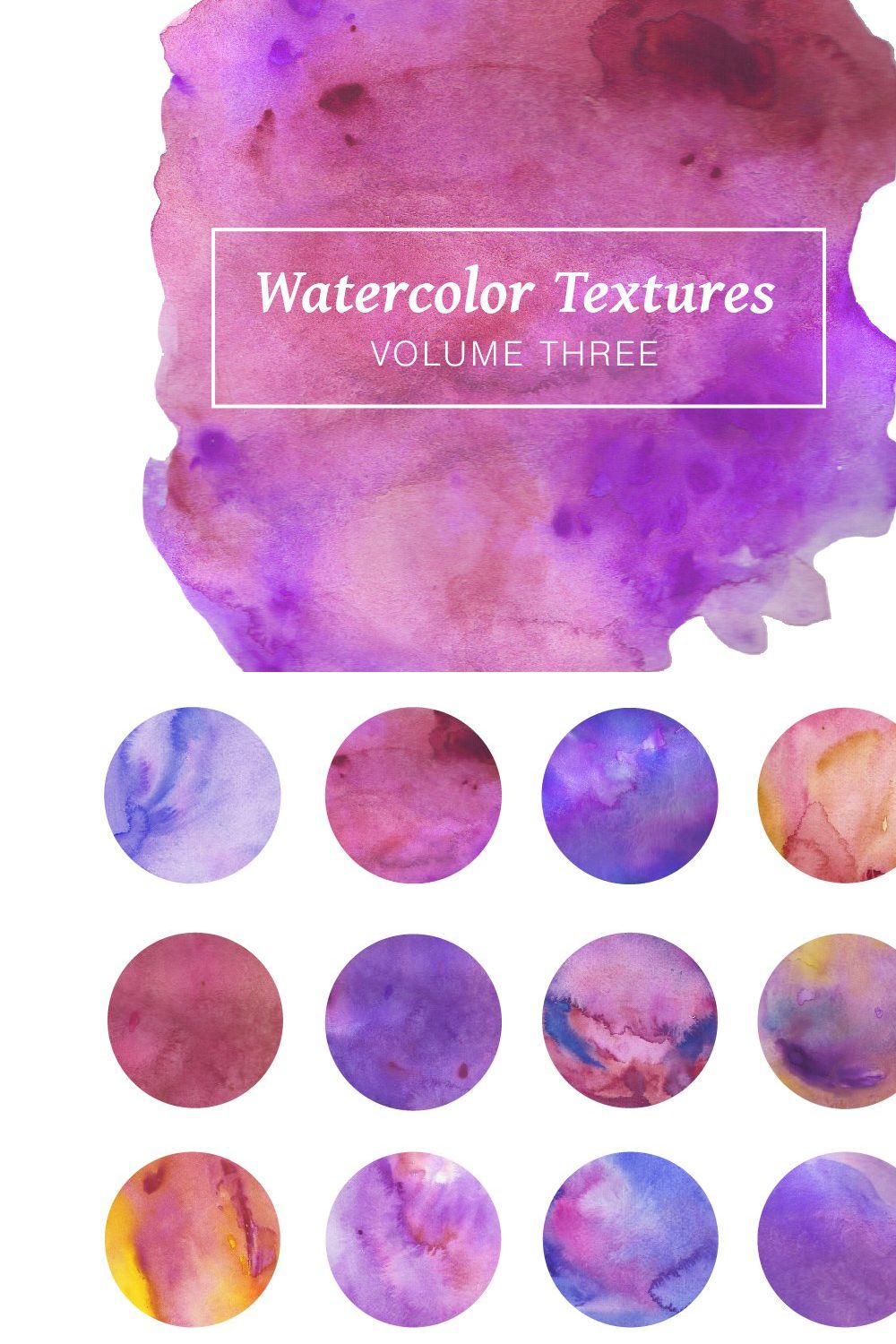 Purple Watercolor Textures Volume 3 pinterest preview image.