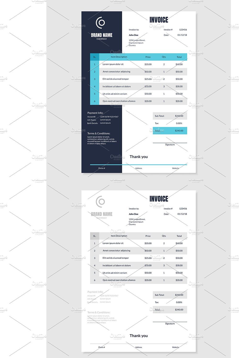 Quotation Invoice Layout Template pinterest preview image.