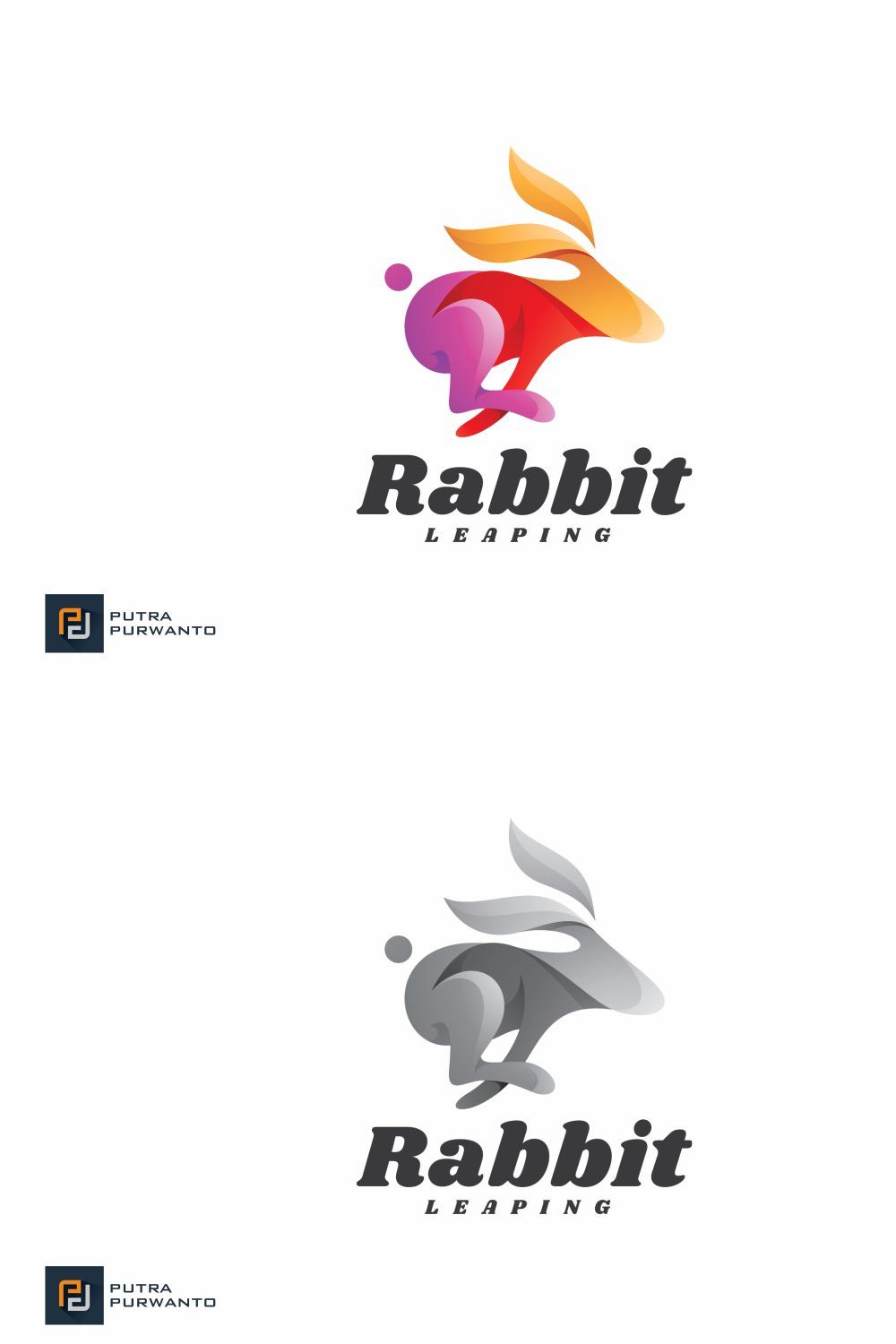 Rabbit Leaping - Logo Template pinterest preview image.