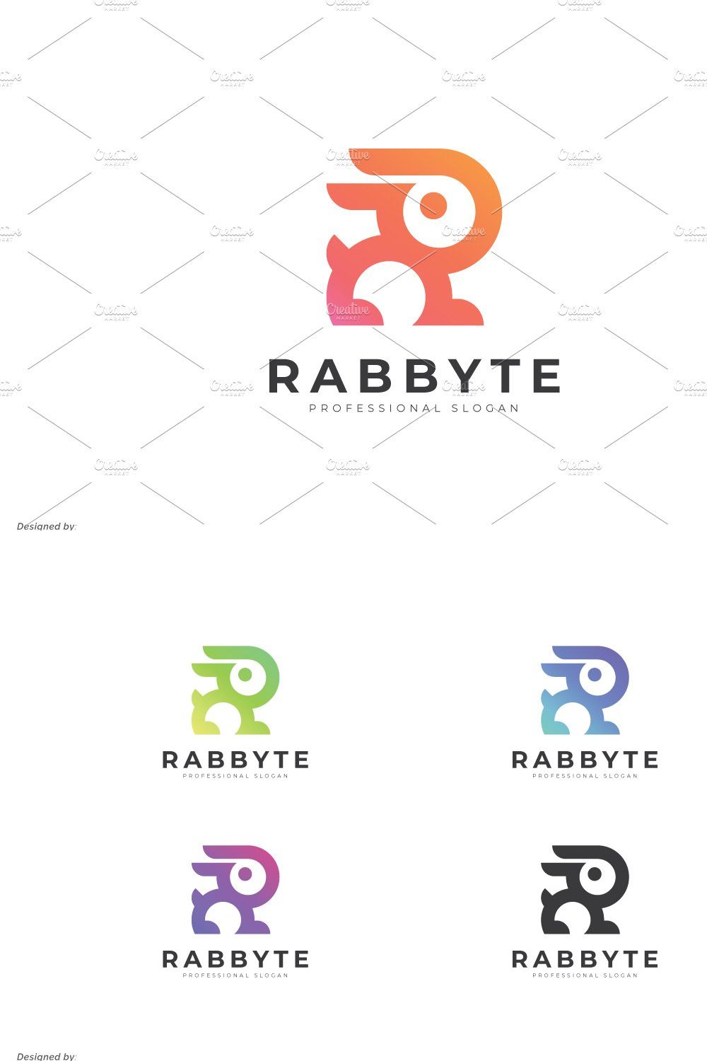 Rabbit R Letter Logo pinterest preview image.