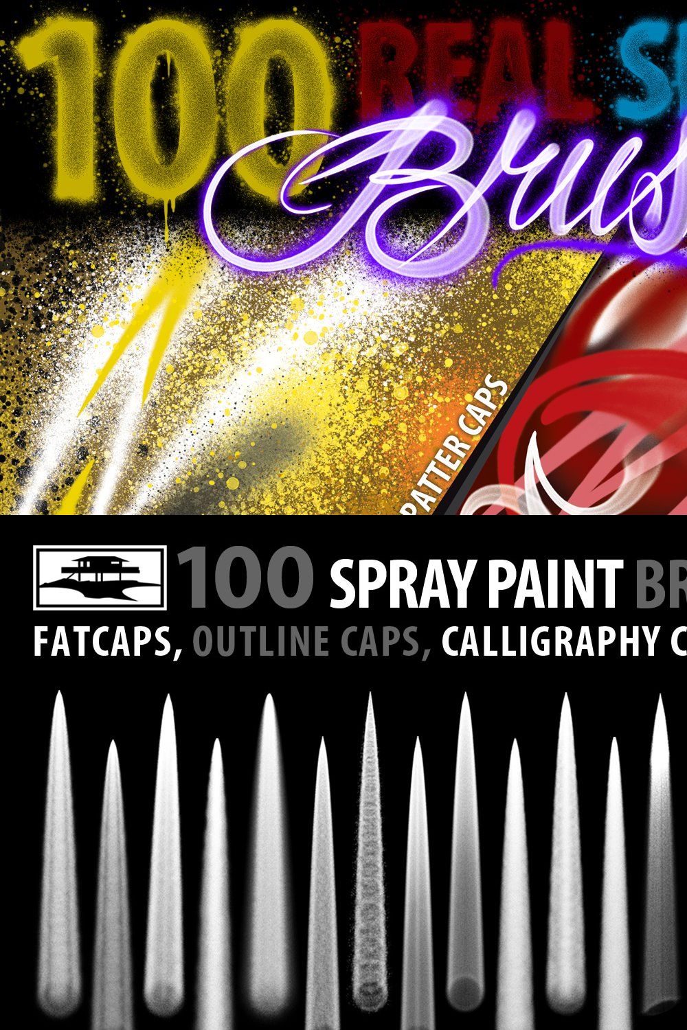 Raseone Real Spray Paint Brushes pinterest preview image.