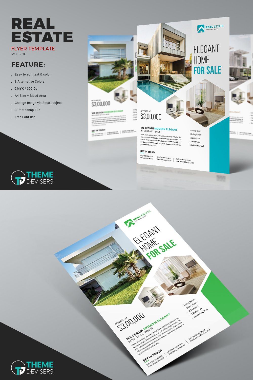 Real Estate Business Flyer Template pinterest preview image.