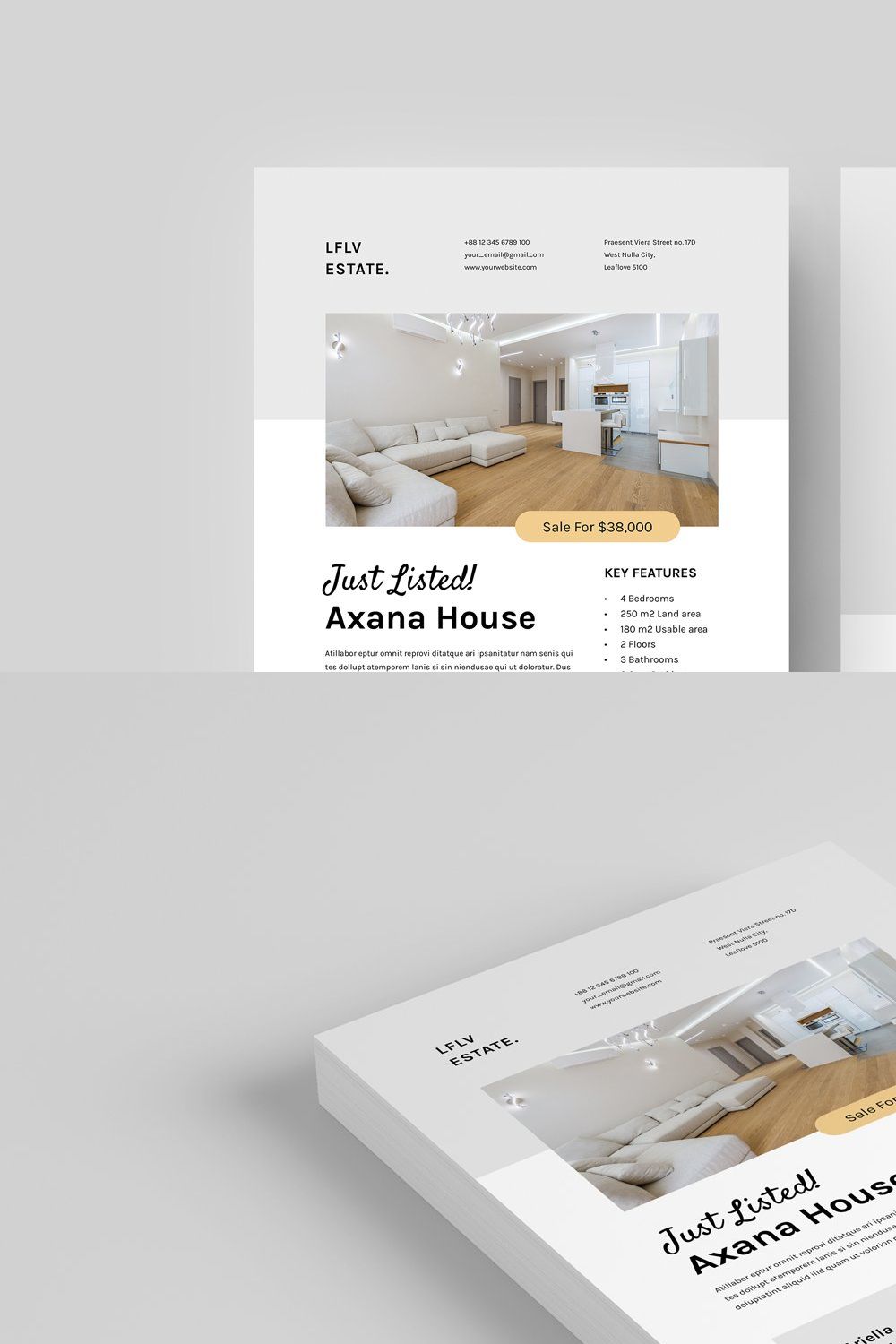 Real Estate Flyer | MS Word & Indd pinterest preview image.