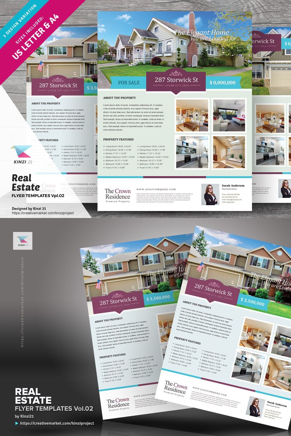 Real Estate Flyer Template Vol.02 pinterest preview image.