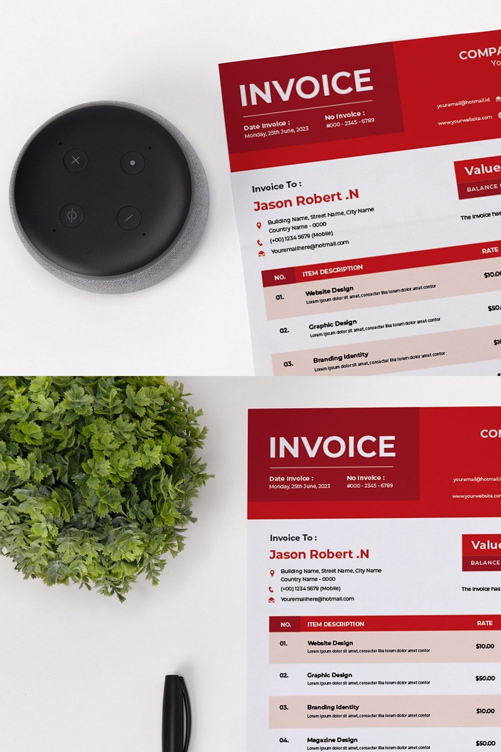 Red Business Tax Invoice pinterest preview image.
