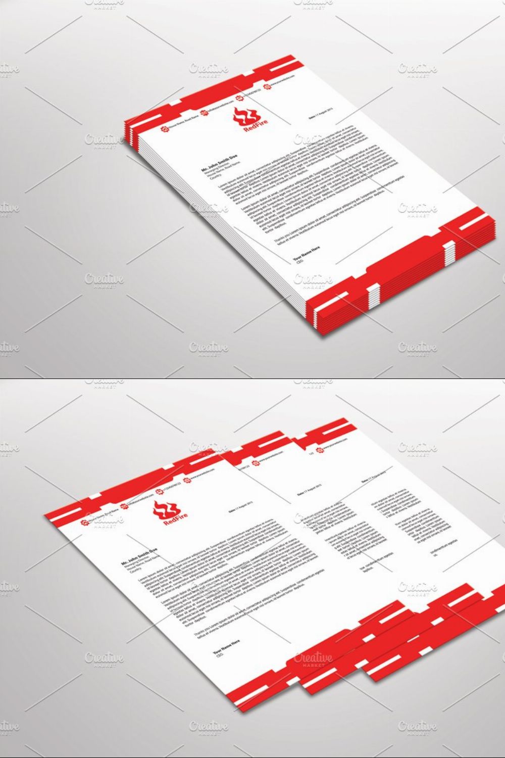 RedFire Letterhead Template pinterest preview image.