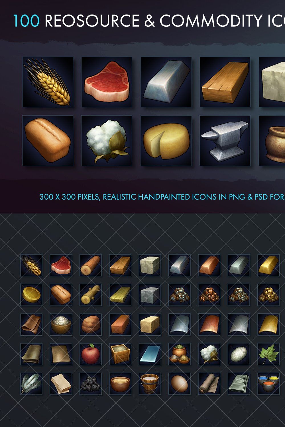 Resource Commodity And Tool Icons pinterest preview image.