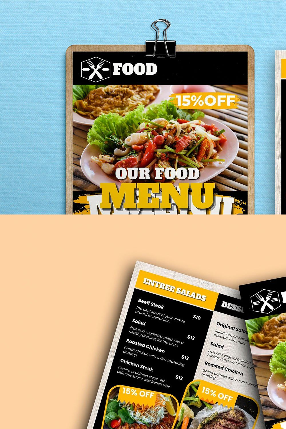 restaurant food  menu template pinterest preview image.