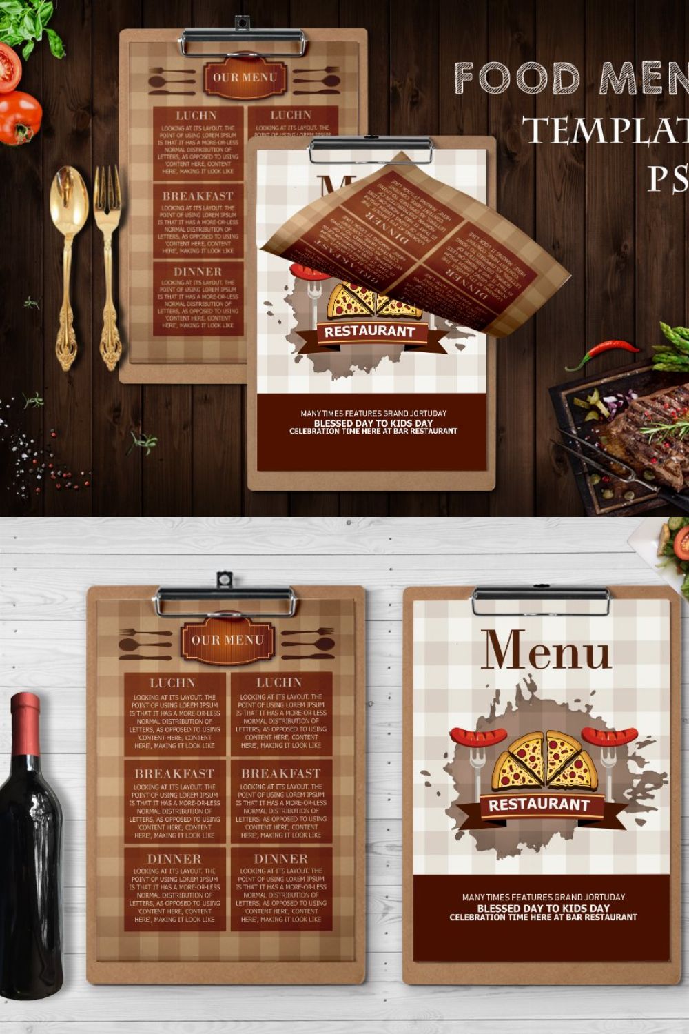 Restaurant Food Menu Template pinterest preview image.