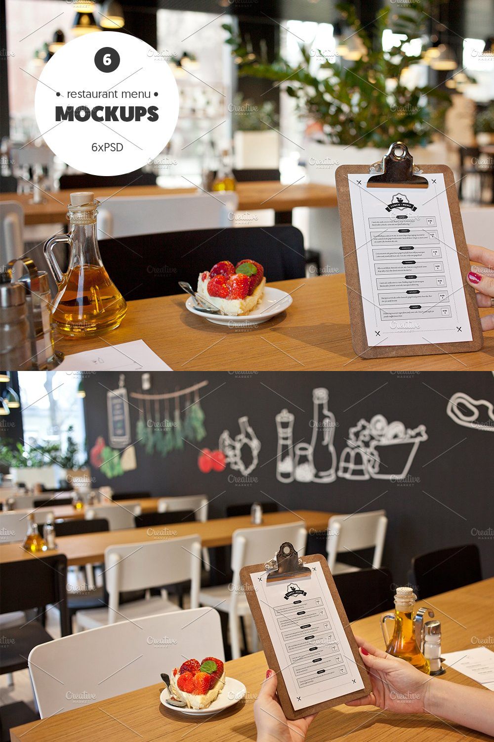 Restaurant menu - 6 mockups pinterest preview image.