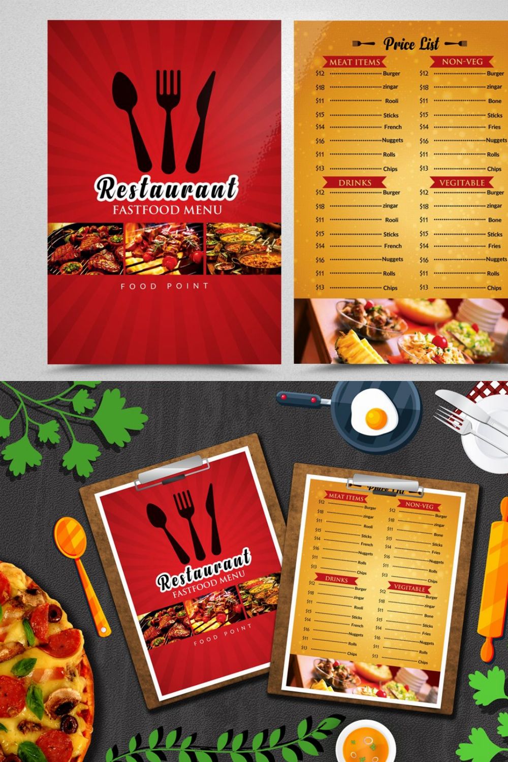 Restaurant Menu Flyer Template pinterest preview image.