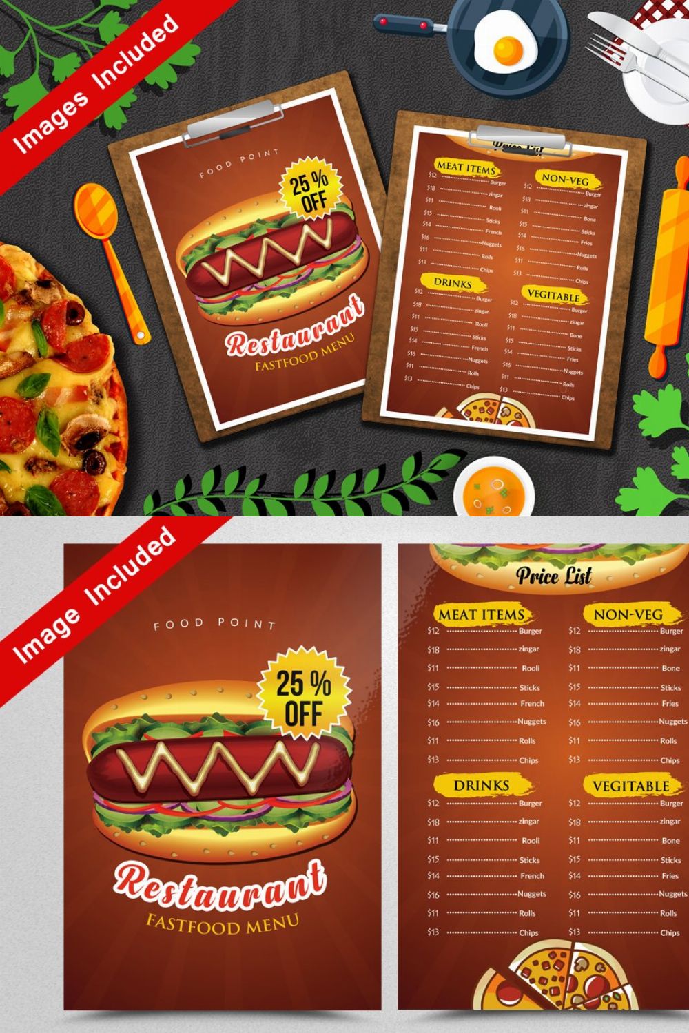 Restaurant Menu Print Templates pinterest preview image.