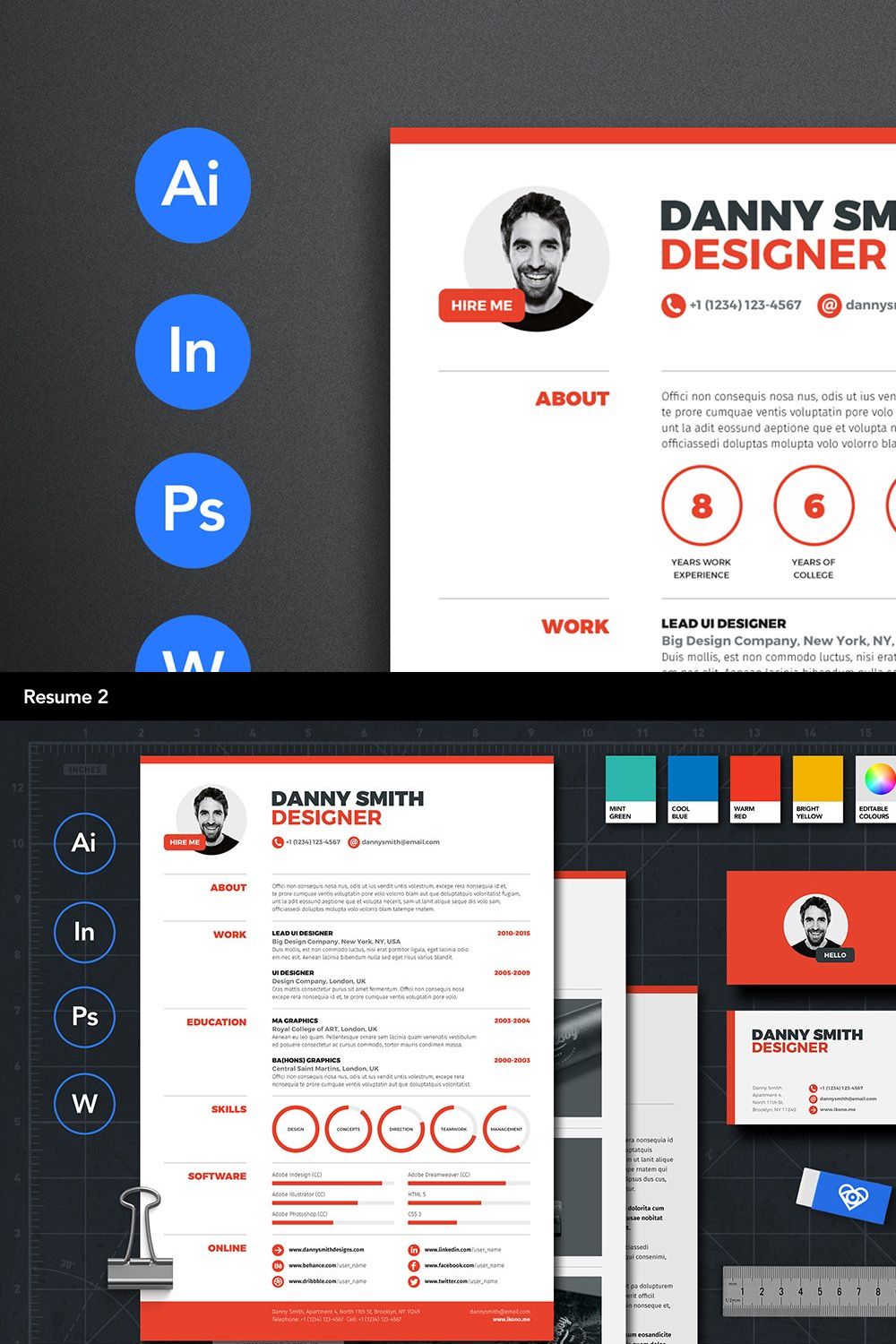 Resume 2 pinterest preview image.