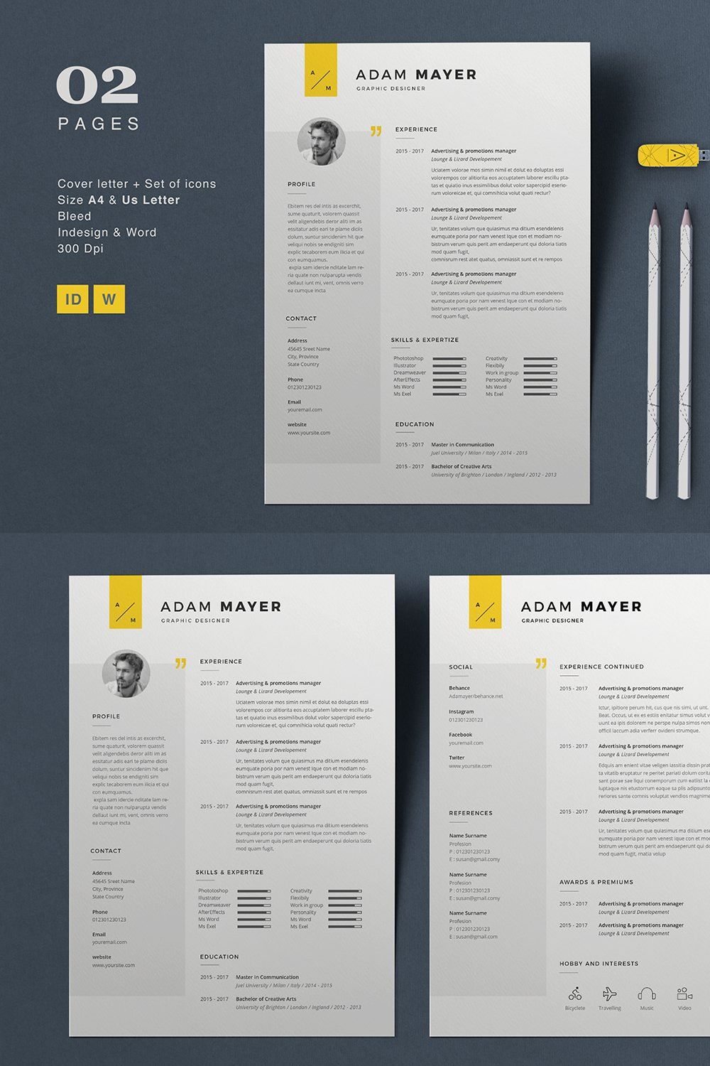 Resume Adam pinterest preview image.