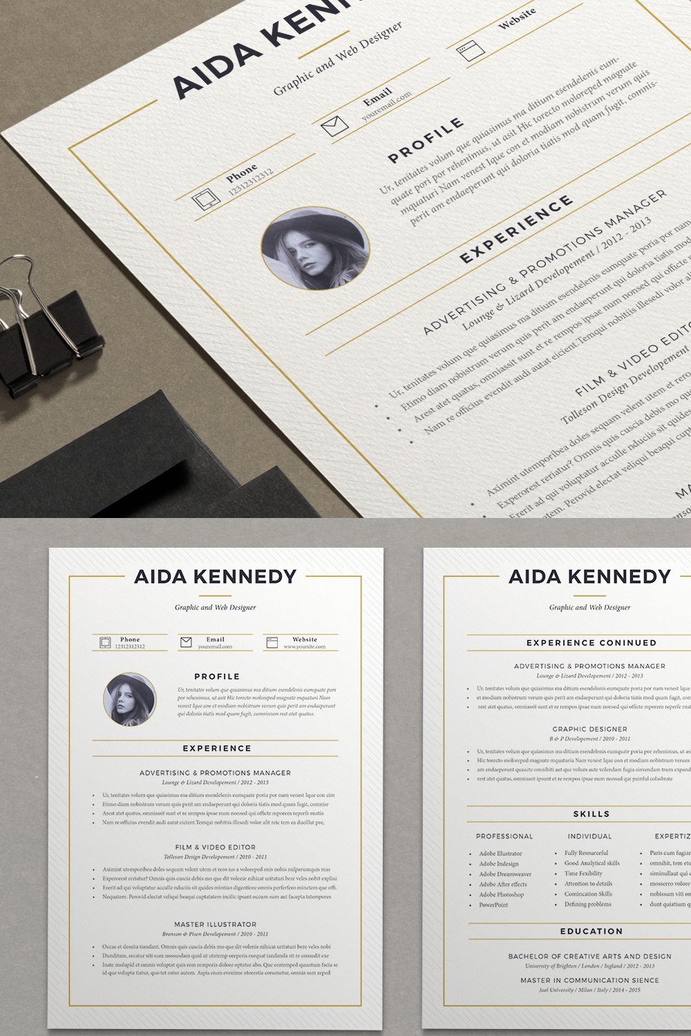 Resume Aida ( 2 pages ) pinterest preview image.