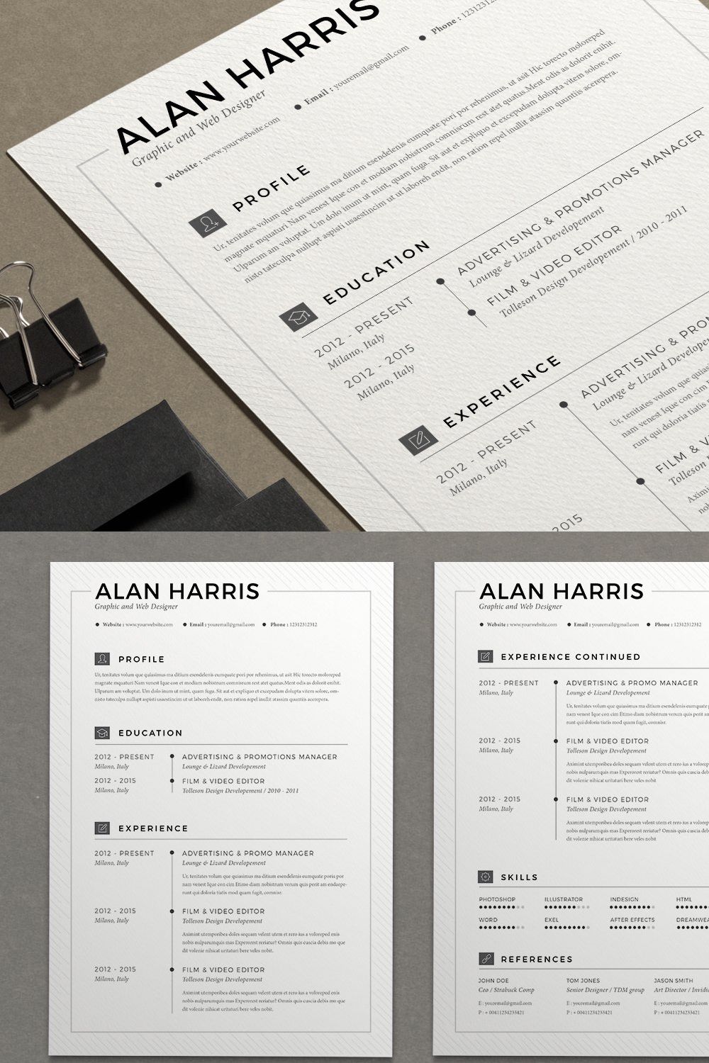 Resume Alan (2 pages) pinterest preview image.