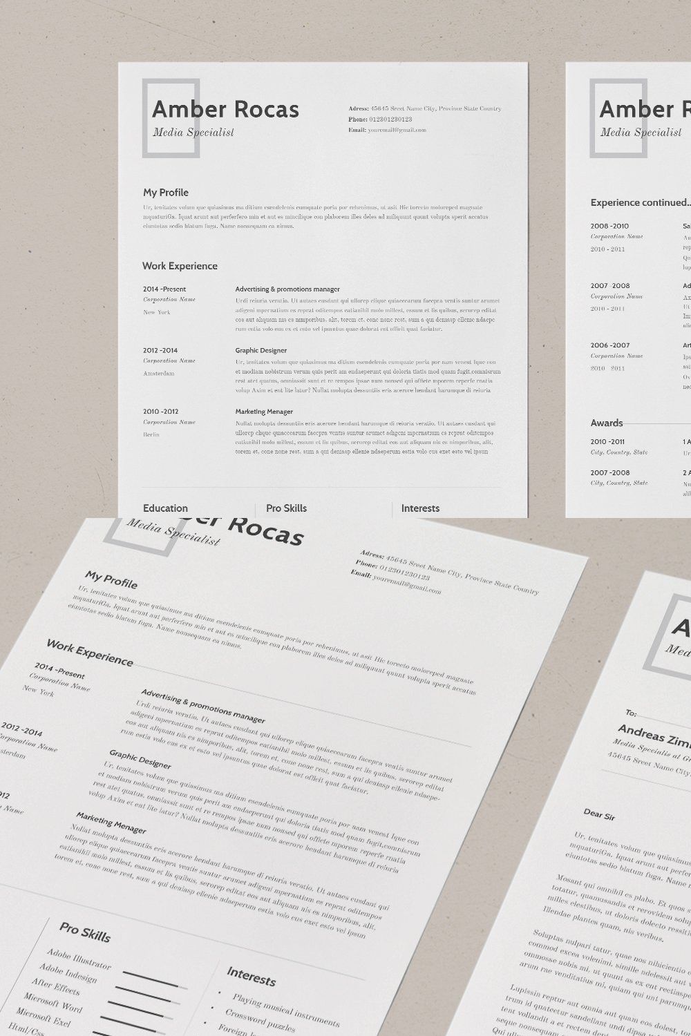 Resume Amber pinterest preview image.