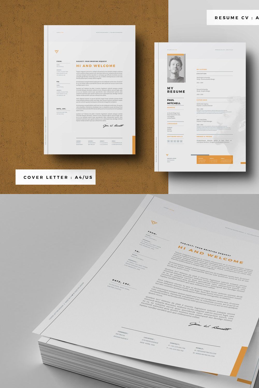 Resume and Letter pinterest preview image.