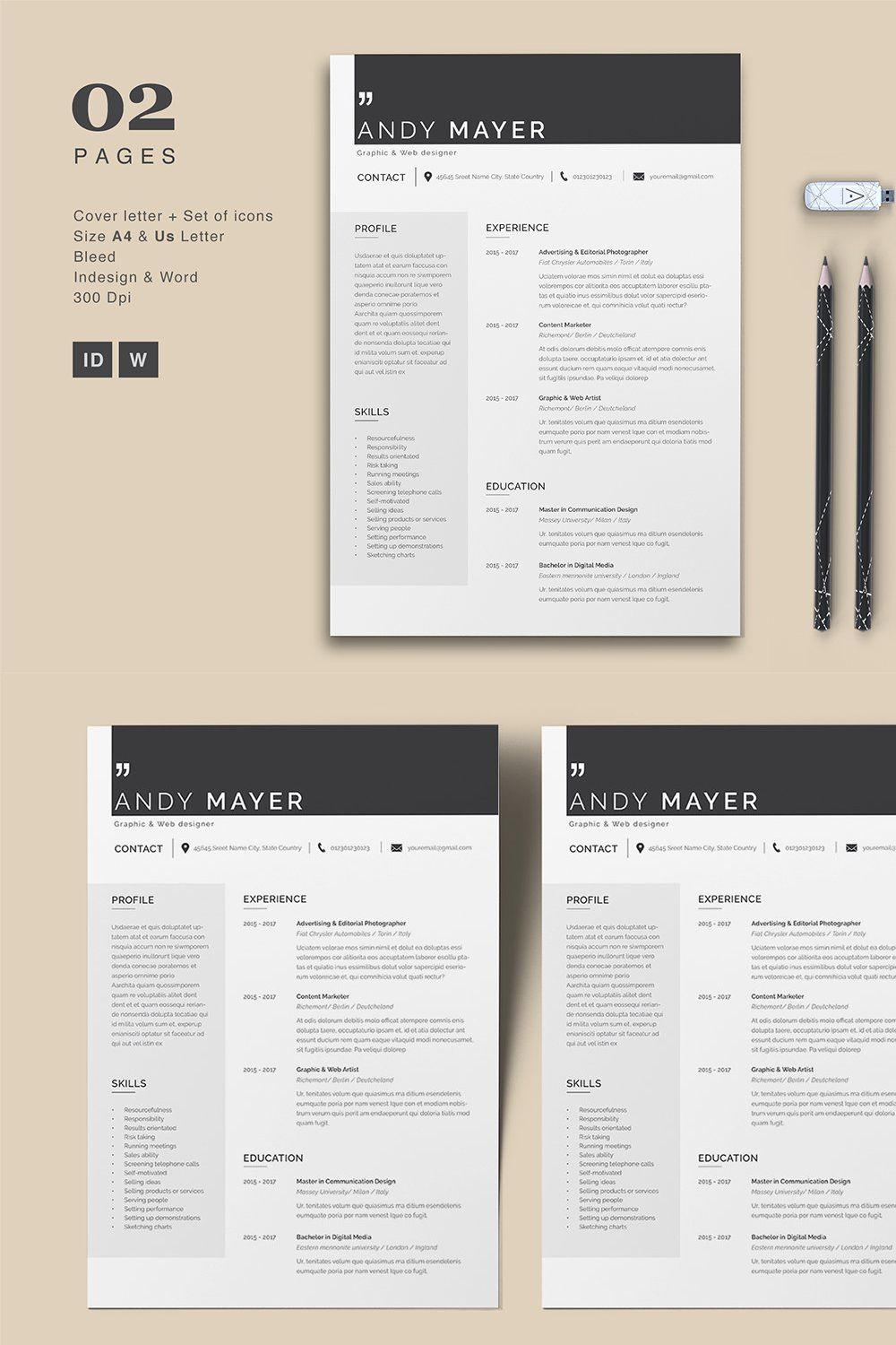 Resume Andy pinterest preview image.