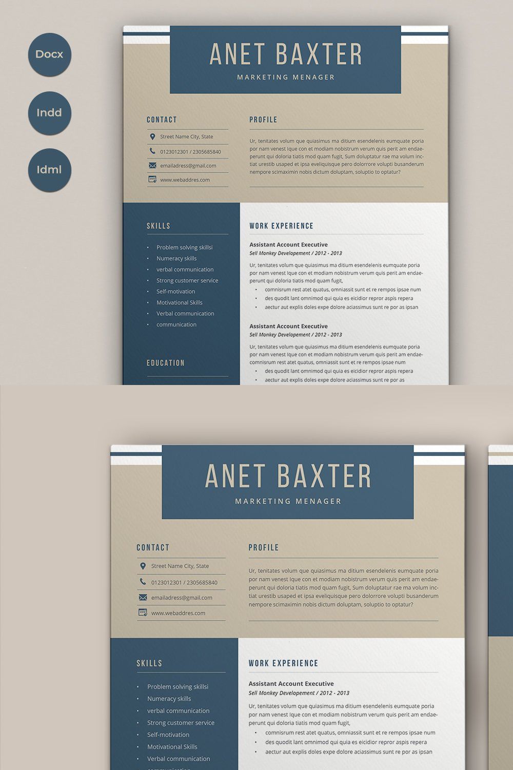 Resume Anet pinterest preview image.