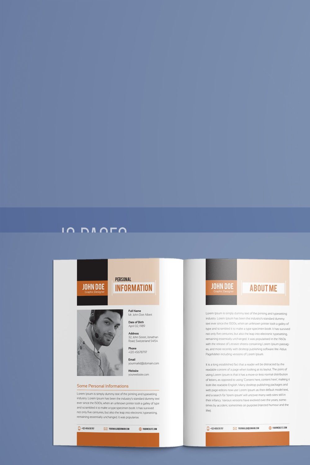 Resume Booklet Template Vol. 01 pinterest preview image.