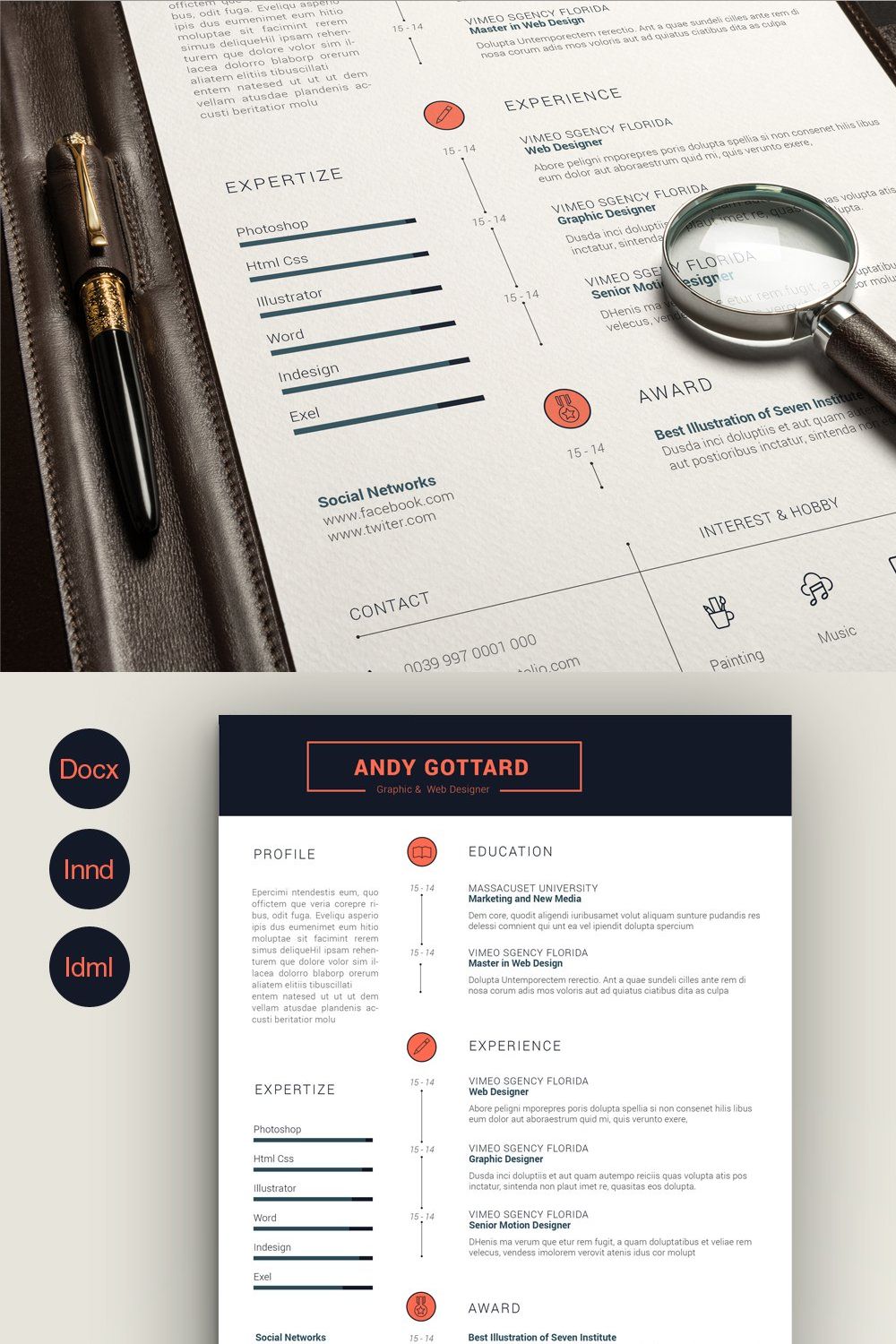 Resume & Cover pinterest preview image.
