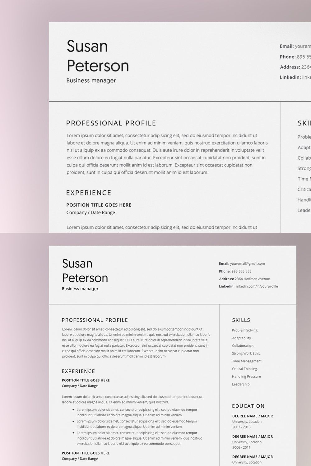 Resume | Cover Letter | 4 Pages pinterest preview image.