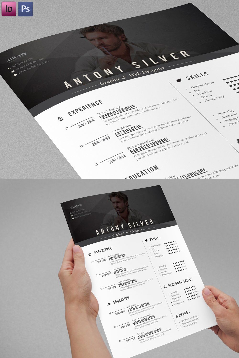 Resume + Cover letter pinterest preview image.