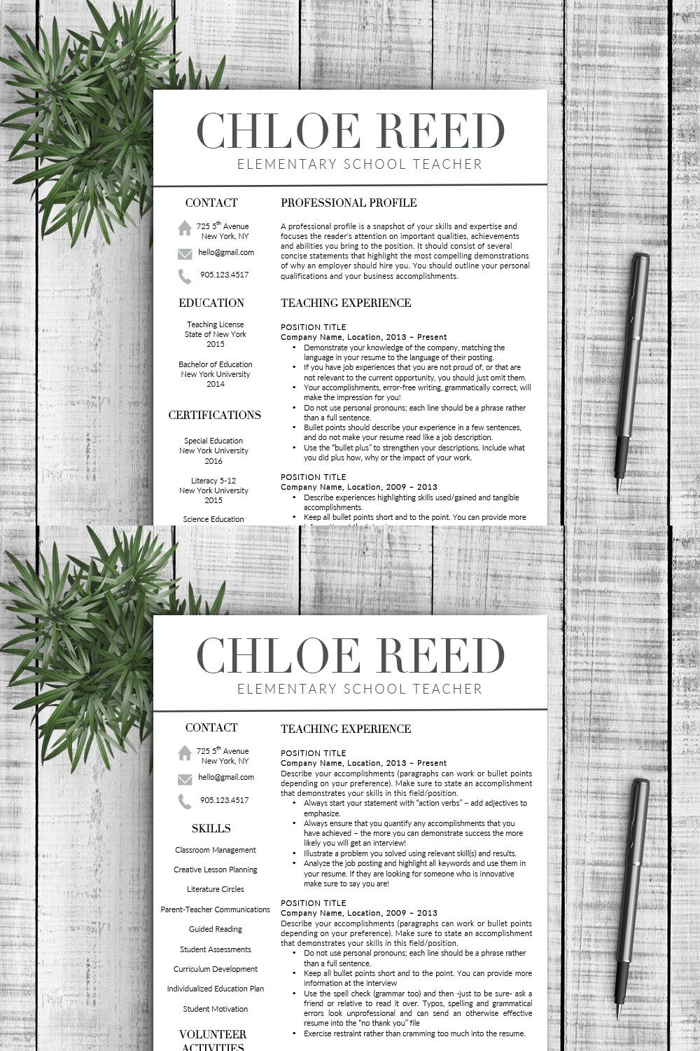 Resume & Cover Letter - Chloe pinterest preview image.