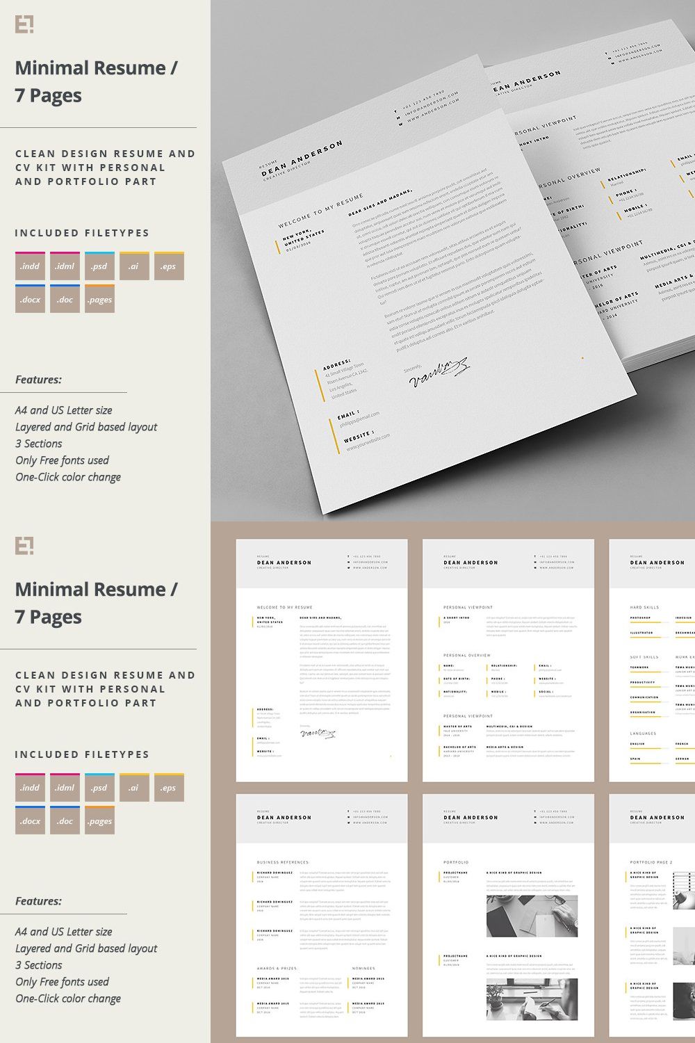 Resume & Cover Letter Template pinterest preview image.