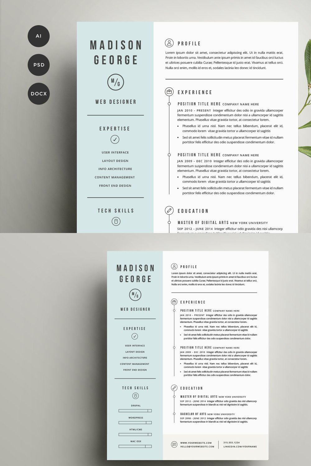 Resume & Cover Letter Template pinterest preview image.