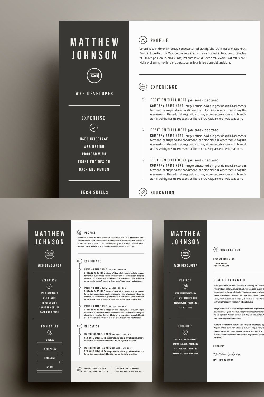 Resume & Cover Letter Template pinterest preview image.